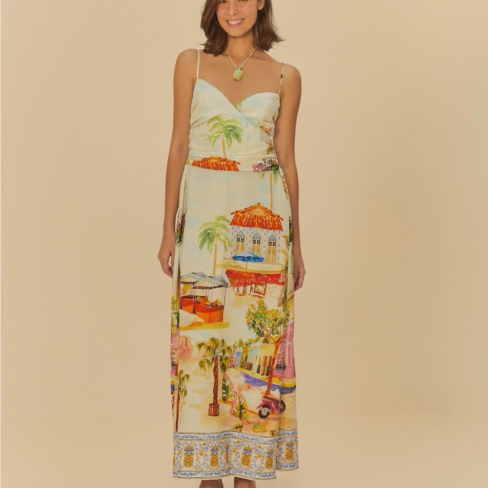 Farm Rio Tropical Print Maxi Dress sz L new